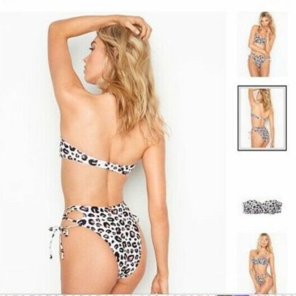 NewVictoriasSecret AnimalPrint2pcSwimsuit SzMPushUp Bustier/SzSHiLegWaistBottom - Picture 6 of 7
